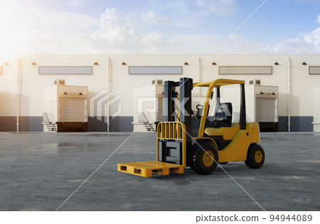 Empty forklift truck at warehouse 94944089