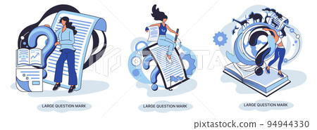 Ladge question mark. Problem and solution concept metaphor. Ask questions. FAQ frequently asked help 94944330