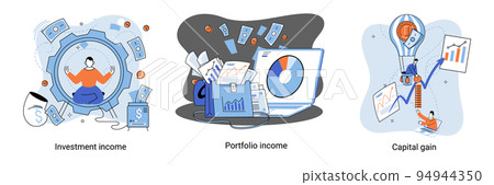 Capital gain, portfolio income, investment income. Investments and bonds, cash flow, mutual fund Capital gain, portfolio income, investment income. Investments and bonds, cash flow, mutual fund 94944350