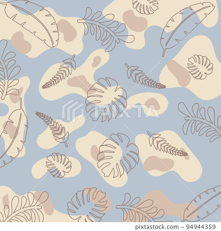 Natural background of leaves, branches, and organic shapes in pastel tones, blue, brown, and yellow.vector illustration. Natural background of leaves, branches, and organic shapes in pastel tones, blue, brown, and yellow.vector illustration. 94944359