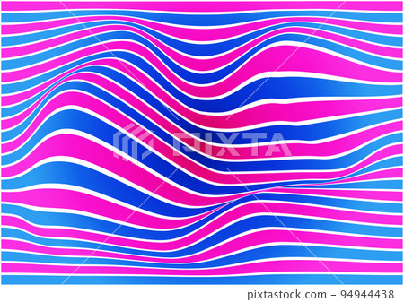 Distorted wavy lines abstract background vector illustration, curve It has a pink and blue straight line pattern. Distorted wavy lines abstract background vector illustration, curve It has a pink and blue straight line pattern. 94944438