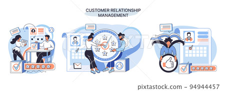 CRM metaphor. Customer Relationship Management. Application software for service organization CRM metaphor. Customer Relationship Management. Application software for service organization 94944457