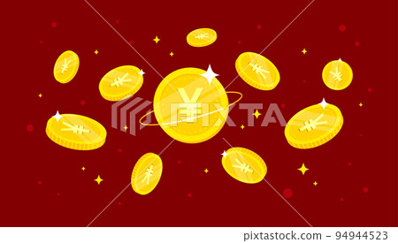 Chinese Yuan digital currency coins falling from the sky. 94944523