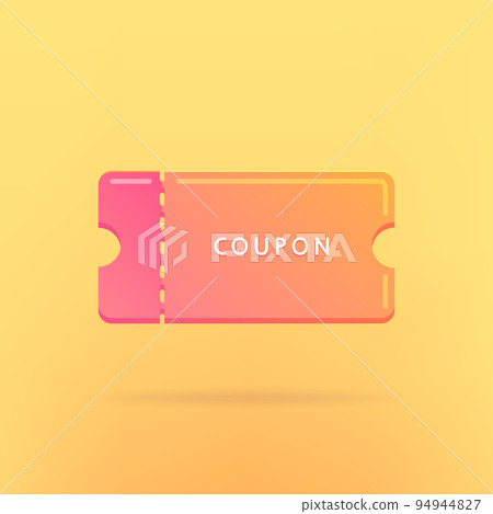 Coupon isolated on yellow background. Purchase concept with promotional offer and bonus, voucher. Coupon isolated on yellow background. Purchase concept with promotional offer and bonus, voucher. 94944827