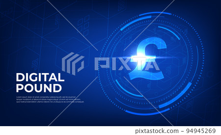 Digital Pound currency sign, CBDC currency futuristic digital money. 94945269