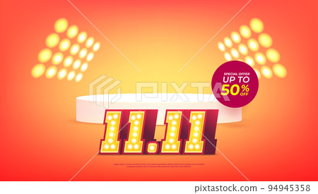 11.11 Shopping day sale poster or flyer design. Global shopping world day sale. 94945358