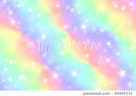 Rainbow unicorn fantasy background with stars and sparkles. Holographic illustration in pastel colors. Bright multicolored sky. Vector. Rainbow unicorn fantasy background with stars and sparkles. Holographic illustration in pastel colors. Bright multicolored sky. Vector. 94945531