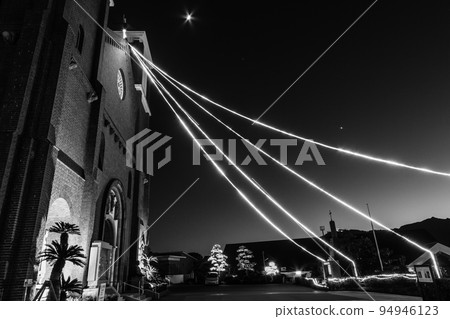 Urakami Cathedral Christmas Illumination Monochrome [Nagasaki City] 94946123