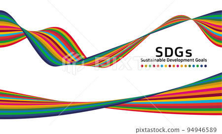 可持續發展目標 它是一種 17 色絲帶藝術，是 SDGs 設計矢量的概念色 94946589