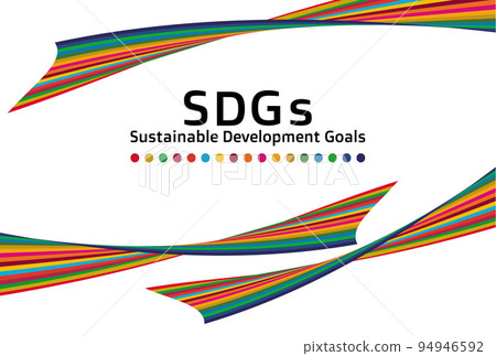 可持續發展目標 它是一種 17 色絲帶藝術，是 SDGs 設計矢量的概念色 94946592