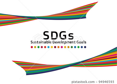 可持續發展目標 它是一種 17 色絲帶藝術，是 SDGs 設計矢量的概念色 94946593