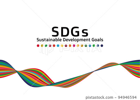 可持續發展目標 它是一種 17 色絲帶藝術，是 SDGs 設計矢量的概念色 94946594