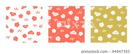 Shochiku plum auspicious seamless pattern -2way- hand drawn Shochiku plum auspicious seamless pattern -2way- hand drawn 94947383