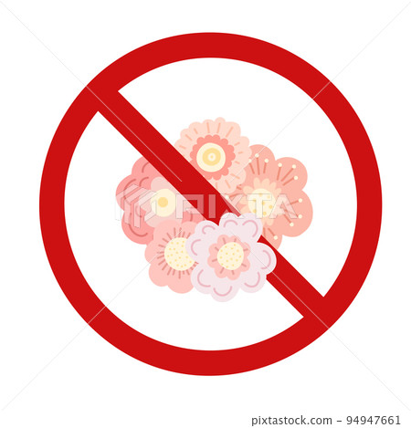 Flowers in the prohibition sign. Vector lovely flowers in gentle colors is forbidden. Cute ban. Don t pick flowers. Flowers in the prohibition sign. Vector lovely flowers in gentle colors is forbidden. Cute ban. Don t pick flowers. 94947661