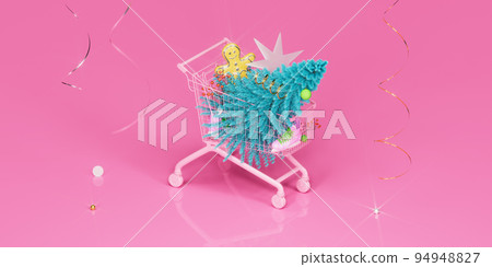 Shopping for New Year. Christmas sale. 3d render, 3d illustration. 94948827