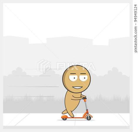 Man riding a scooter fast 94949124