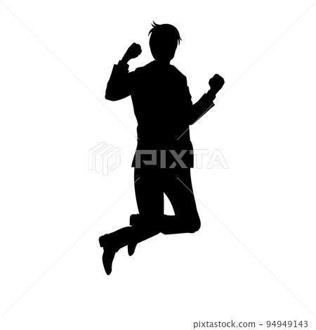 Silhouette of office worker jumping Silhouette of office worker jumping 94949143