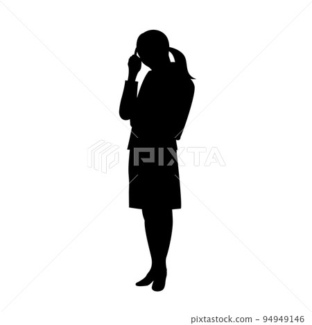 Silhouette illustration of a worried business woman 94949146