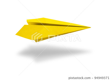 Yellow paper plane origami isolated on a white background 94949371