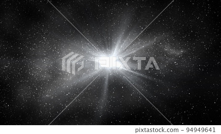 Burst of light in space. Night black starry sky and bright galaxy, horizontal background 94949641