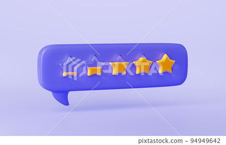 3d render customer feedback stars in speech bubble 3d render customer feedback stars in speech bubble 94949642