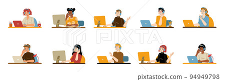 Call center operator customer support isolated set 94949798