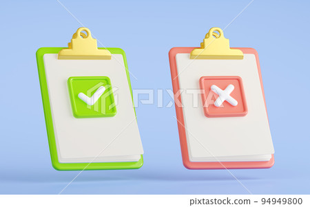 3d render accepted denied documents on clipboard 94949800