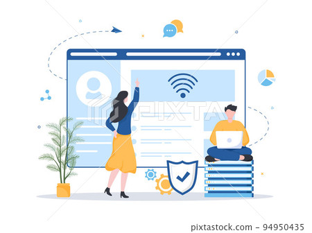 Intranet Internet Network Connection Technology to Share Confidential Company Information in Template Hand Drawn Cartoon Flat Illustration Intranet Internet Network Connection Technology to Share Confidential Company Information in Template Hand Drawn Cartoon Flat Illustration 94950435