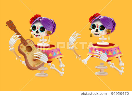 3d Day of the dead skeleton set 3d Day of the dead skeleton set 94950470