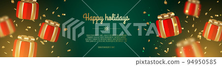 Christmas gifts holiday realistic 3d objects. Christmas decorative composition. 94950585