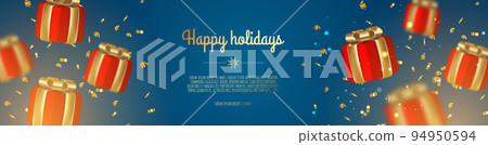 Christmas gifts holiday realistic 3d objects. Christmas decorative composition. 94950594