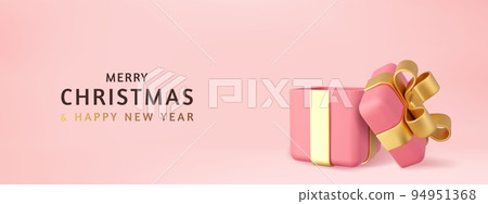 3d Christmas Empty Open gift box template. 94951368