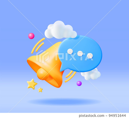 3D Notification Popup with Bell Icon. 3D Notification Popup with Bell Icon. 94951644