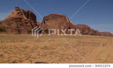 Abstract Rock formation at plateau Ennedi near Aloba arch in Chad 94951974