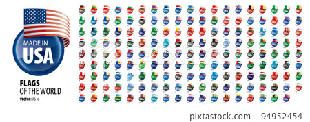 A set of vector icons with flags of countries and with the inscription made in A set of vector icons with flags of countries and with the inscription made in 94952454
