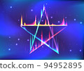 Glowing star rainbow flame. Magic stargate and symbol for sacrificial ceremony in game fantasy. Showing display interface. Teleportation gate 94952895