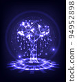Cyber polygon tree hologram on stage. Futuristic elements of environment technology. Save world concept 94952898