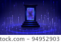 Portal to another universe with lightning. Teleport podium. Sci-fi magic gate in game fantasy. Podium for showing and display 94952903