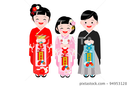 Seven-Five-Three Festival illustration of a person visiting a shrine _ transparent background Seven-Five-Three Festival illustration of a person visiting a shrine _ transparent background 94953128