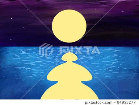 Illustration, landscape, moon track, sunset on the sea, ocean of dreams. Illustration, landscape, moon track, sunset on the sea, ocean of dreams. 94953277