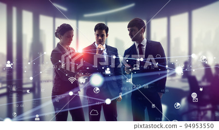 People working in office and communication network 94953550