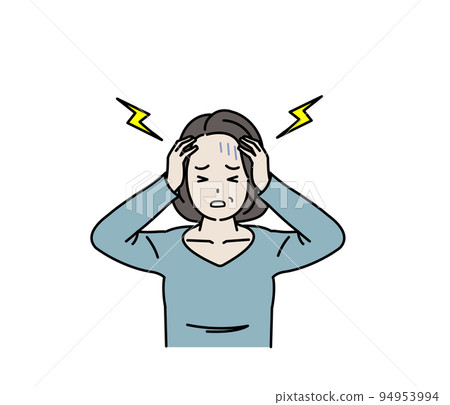 中年婦女頭痛、頭痛、腦梗塞、蛛網膜下腔出血、疾病、症狀、插圖 94953994
