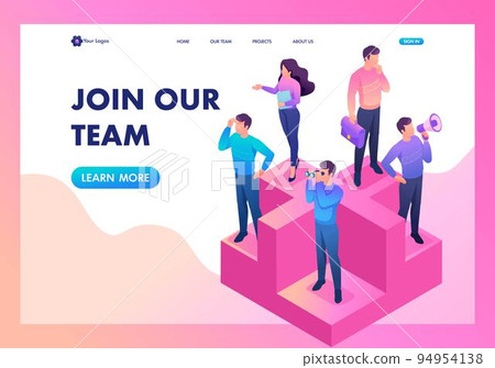 Isometric bright concept join our team, we need professionals. Template Landing page 94954138