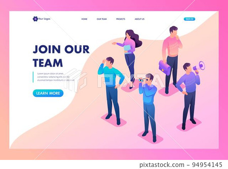 Isometric bright concept we are looking for new people to our team. Template Landing page 94954145
