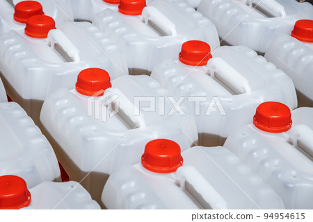 light-colored plastic cans in stock, production, factory light-colored plastic cans in stock, production, factory 94954615