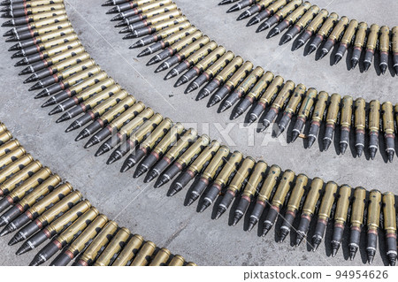 large-caliber cartridges of 30 caliber in belts for automatic guns used in machine guns 94954626