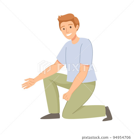 Young Man with Outstretched Arm Offering Help to Somebody Vector Illustration Young Man with Outstretched Arm Offering Help to Somebody Vector Illustration 94954706