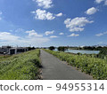 Clear blue sky and river 94955314