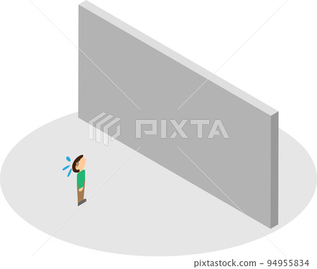 A man in front of a large isometric wall 94955834