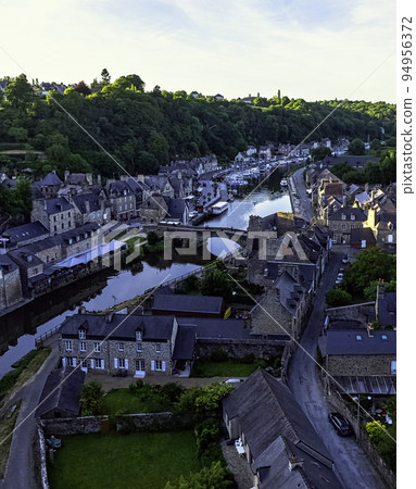 Aerial view of Port of Dinan - Dinan, France Aerial view of Port of Dinan - Dinan, France 94956372